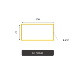 Tube alu rectangle - Aluminium 6060 brut - 1 à 3 mètres