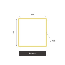 Tube carré aluminium brut 6060 - Longueur : 1 à 3 mètres